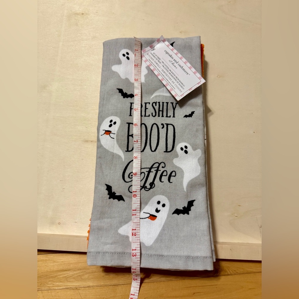 Halloween Kitchen Towels 3-Pack | “Freshly Boo’d Coffee” | Ghost & Orange Towels - Picture 4 of 4